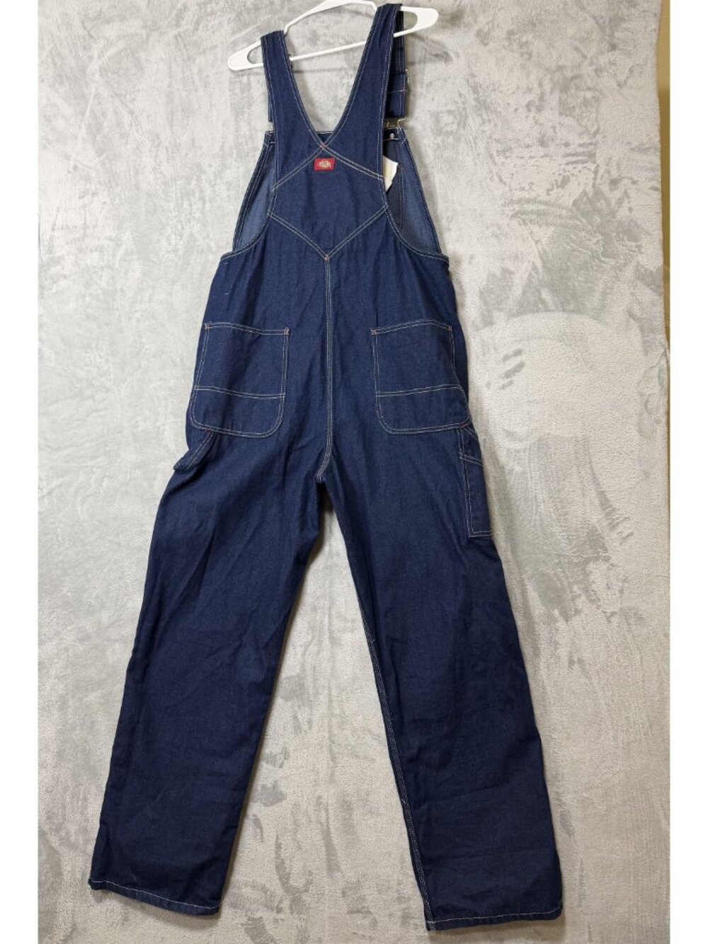 DICKIES Denim Bib Overalls Mens W34xL32 Dark Wash Workwear Utility Dungarees - Picture 5 of 5